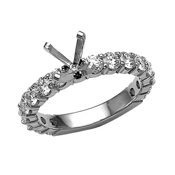 18k White Gold Engagement Ring with Side Diamonds Hingham Jewelers Hingham, MA