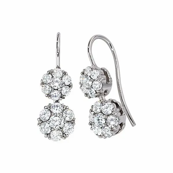 Diamond Cluster Drop Earrings Hingham Jewelers Hingham, MA