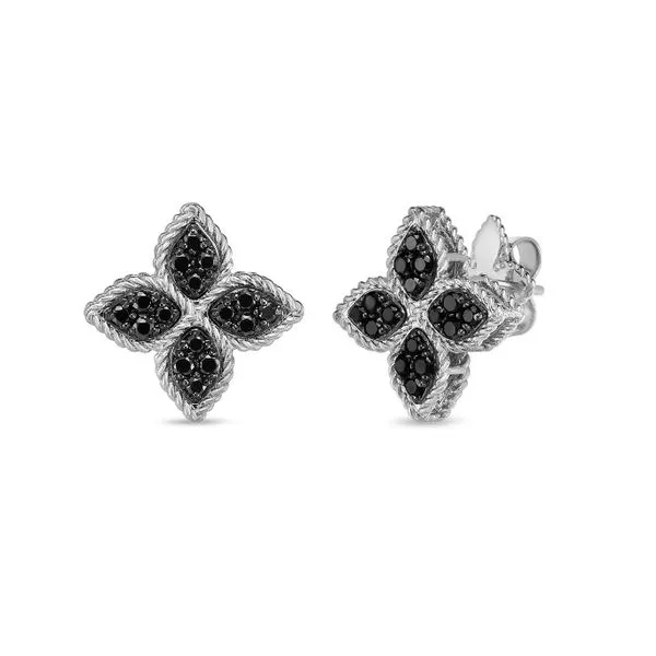 Princess Flower Black Diamond Earrings Hingham Jewelers Hingham, MA