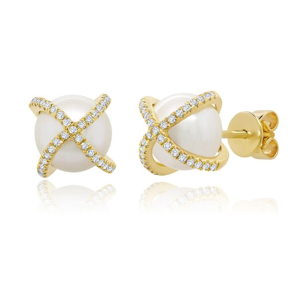 Diamond Cage Pearl Studs Hingham Jewelers Hingham, MA