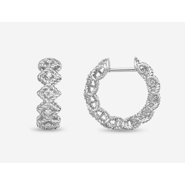 New Barocco Round Diamond Hoop Earring Hingham Jewelers Hingham, MA