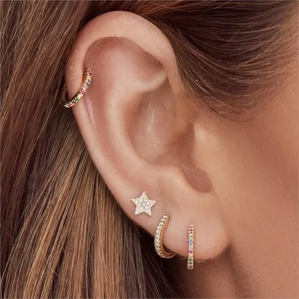 Pave Star Studs Image 2 Hingham Jewelers Hingham, MA