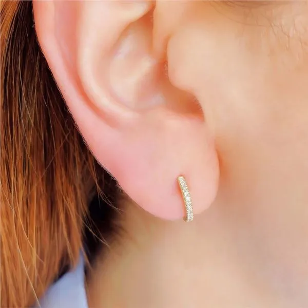 Diamond Huggie Hoops Image 2 Hingham Jewelers Hingham, MA