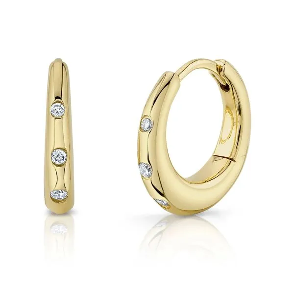 Tapered Diamond Huggie Hoops Hingham Jewelers Hingham, MA