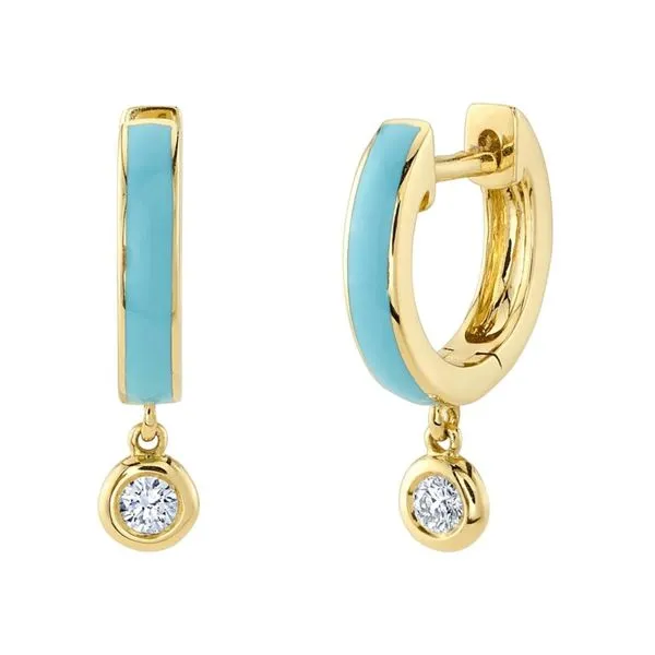 Enamel and Diamond Huggie Hoops Hingham Jewelers Hingham, MA