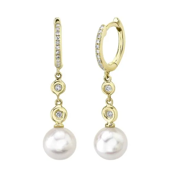 DIamond and Pearl Drop Dangle Earrings Hingham Jewelers Hingham, MA