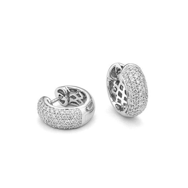 Diamond Pave Huggie Hoop Earrings Hingham Jewelers Hingham, MA