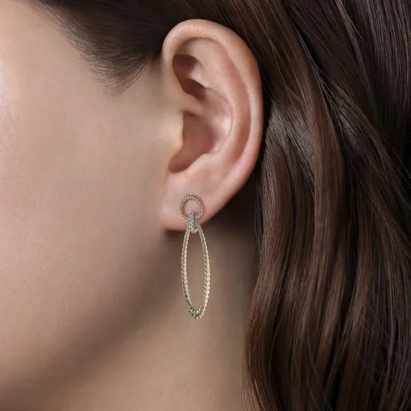 Twisted Rope Dangle Earrings with Diamond Accents Image 2 Hingham Jewelers Hingham, MA