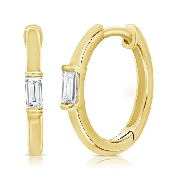 Baguette Diamond Huggie Hoop Earrings Hingham Jewelers Hingham, MA