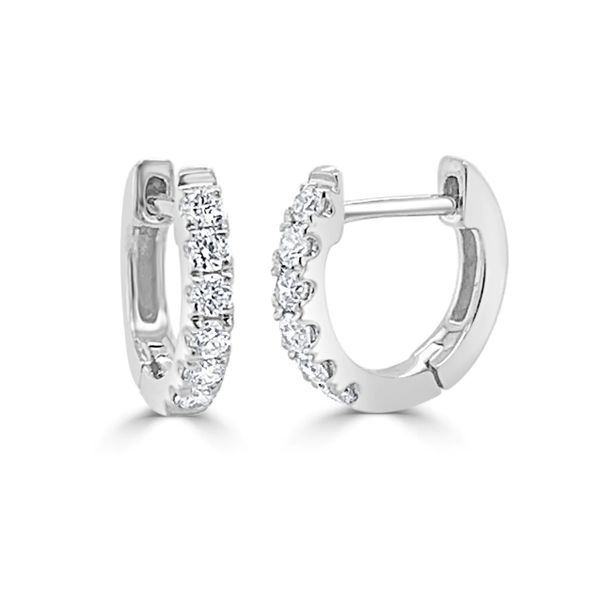 Petite Diamond Huggie Hoop Earrings Hingham Jewelers Hingham, MA