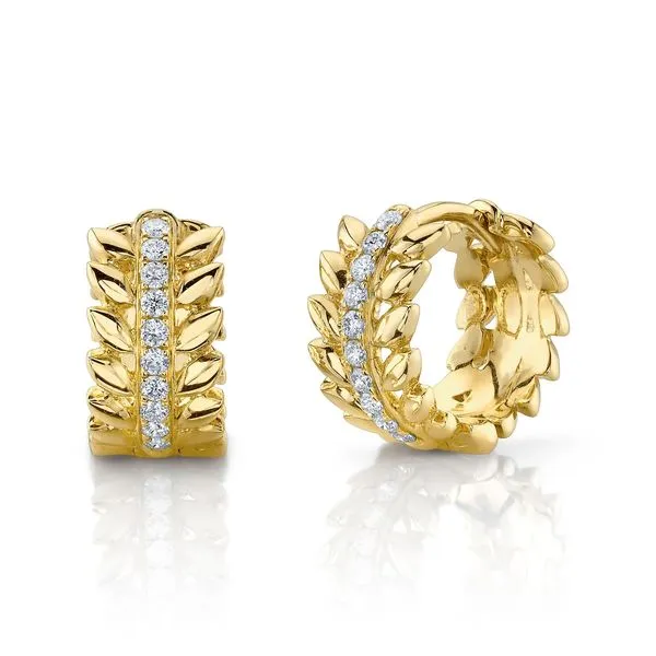 Diamond Laurel Wreath Huggie Hoop Earrings Hingham Jewelers Hingham, MA