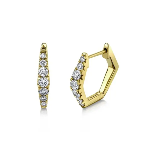 Geometric DIamond Huggie Hoop Earrings Hingham Jewelers Hingham, MA