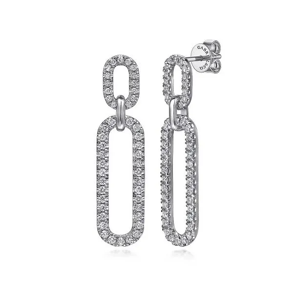 DIamond Paperclip Drop Earrings Hingham Jewelers Hingham, MA