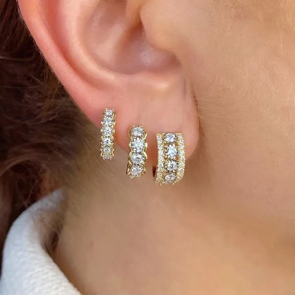 Diamond Huggie Hoop Earrings Image 2 Hingham Jewelers Hingham, MA