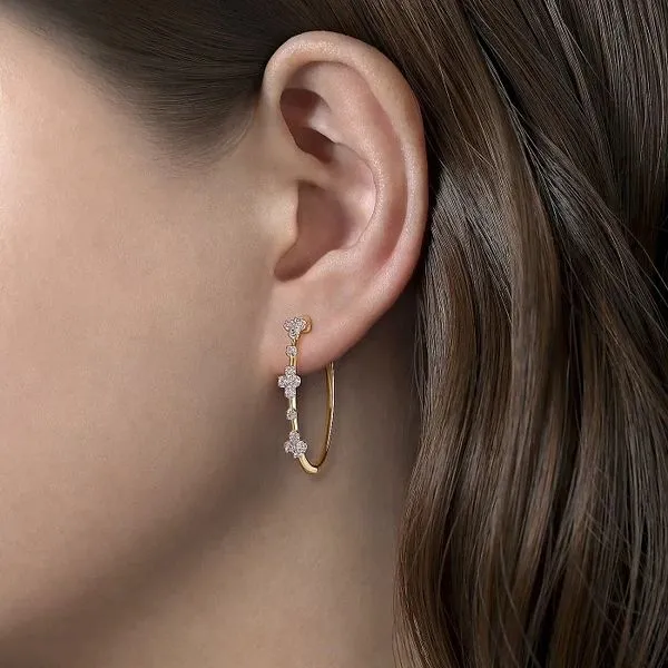 Diamond Cluster Hoop Earrings Image 2 Hingham Jewelers Hingham, MA