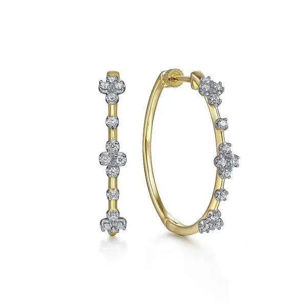 Diamond Cluster Hoop Earrings Hingham Jewelers Hingham, MA
