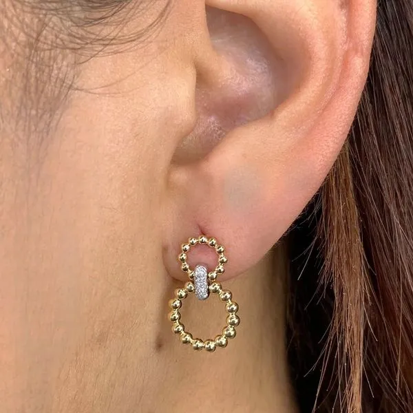 Double Circle Beaded Drop Earrings Image 2 Hingham Jewelers Hingham, MA