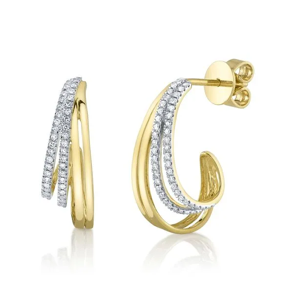 Diamond Pave J Hoop Earrings Hingham Jewelers Hingham, MA