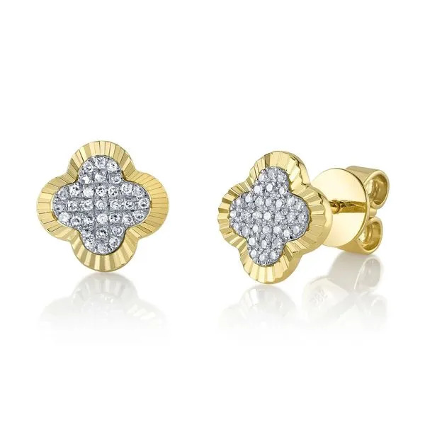 Diamond Pave Clover Stud Earrings Hingham Jewelers Hingham, MA
