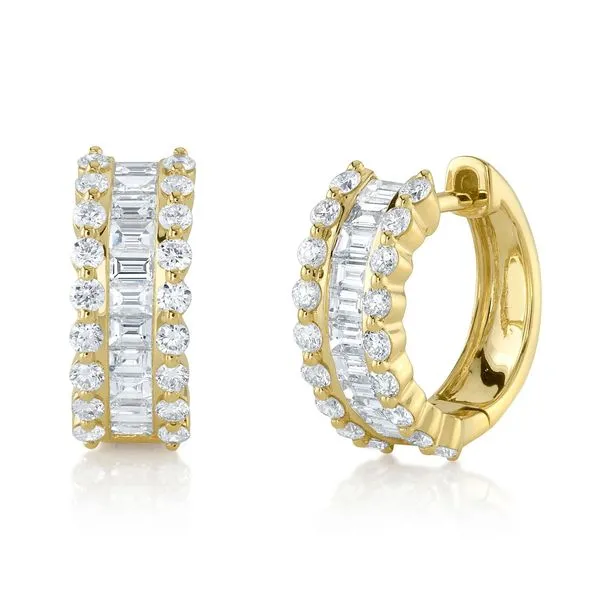 Baguette Diamond Huggie Hoop Earrings Hingham Jewelers Hingham, MA
