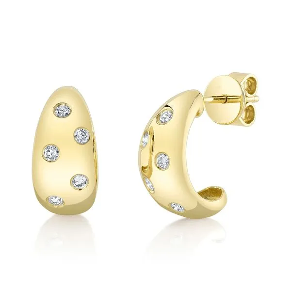 Burnished Diamond J-Hoop Earrings Hingham Jewelers Hingham, MA
