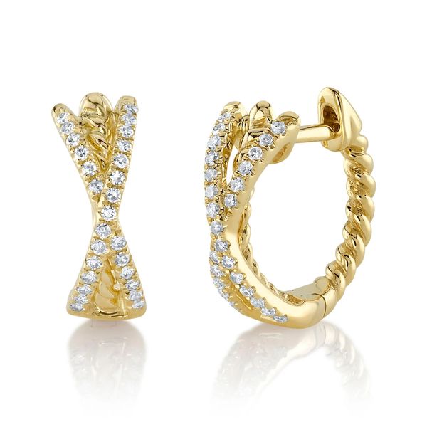 Diamond Criss-Cross Huggie Hoop Earrings Hingham Jewelers Hingham, MA