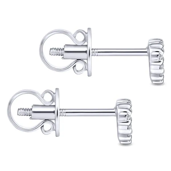 Petite Open Heart Diamond Stud Earrings Image 2 Hingham Jewelers Hingham, MA