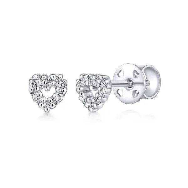 Petite Open Heart Diamond Stud Earrings Hingham Jewelers Hingham, MA