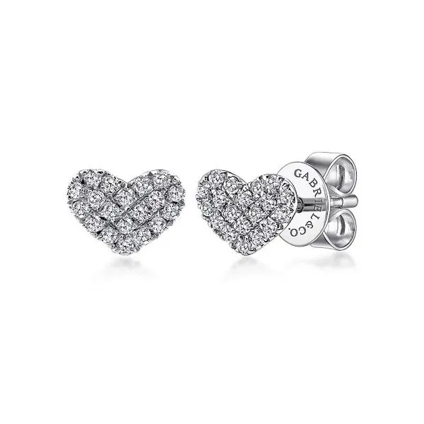 Pave Heart Stud Earrings Hingham Jewelers Hingham, MA