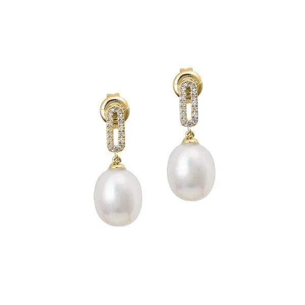 Paperclip Pearl Drop Earrings Hingham Jewelers Hingham, MA