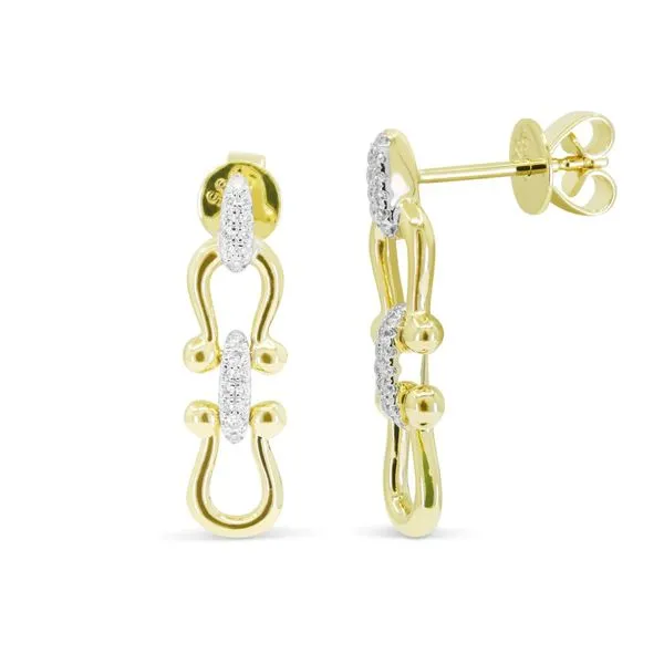 Diamond Accent Stirrup Link Drop Dangle Earrings Hingham Jewelers Hingham, MA
