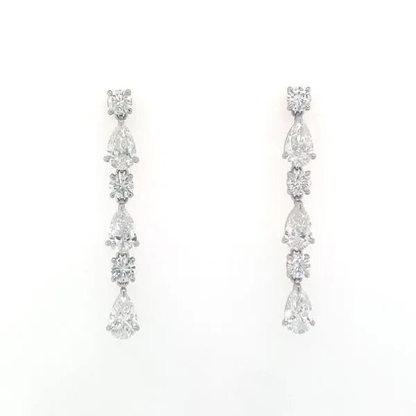 Round and Pear Diamond Drop Dangle Earrings Hingham Jewelers Hingham, MA