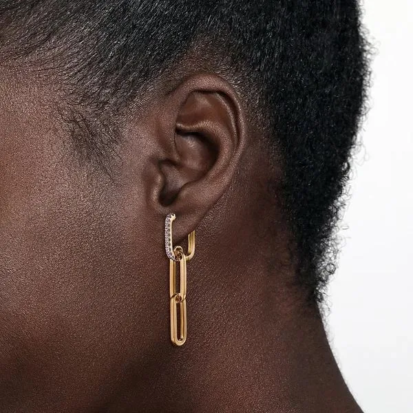 Paperclip Link Diamond Dangle Earrings Image 2 Hingham Jewelers Hingham, MA