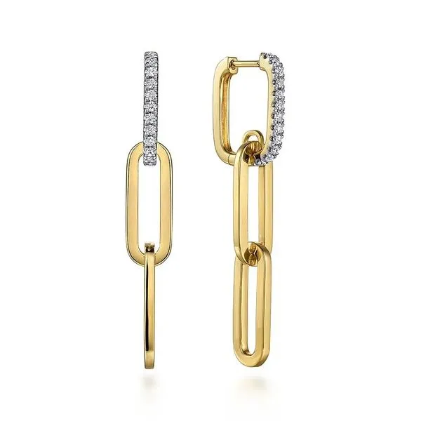 Paperclip Link Diamond Dangle Earrings Hingham Jewelers Hingham, MA