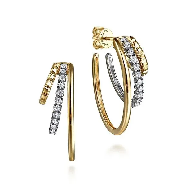 Triple Stand J-Hoop Diamond Earrings Hingham Jewelers Hingham, MA