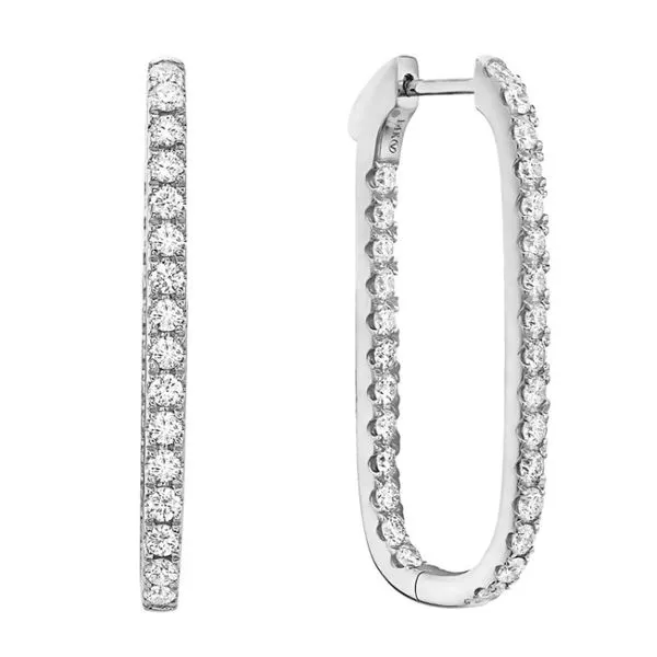 Elongated Oval Inside-Out Diamond Hoop Earrings Hingham Jewelers Hingham, MA