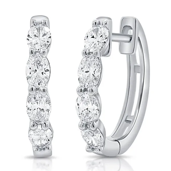 Oval Diamond Huggie Hoop Earrings Hingham Jewelers Hingham, MA