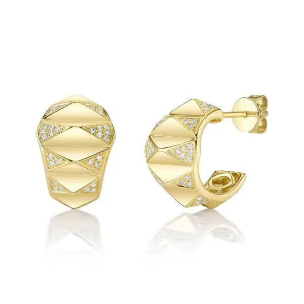 Geometric Diamond Pave J Hoop Earrings similar item image