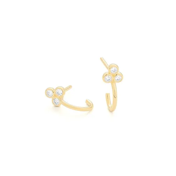 Diamond Trio J-Hoop Earrings Hingham Jewelers Hingham, MA