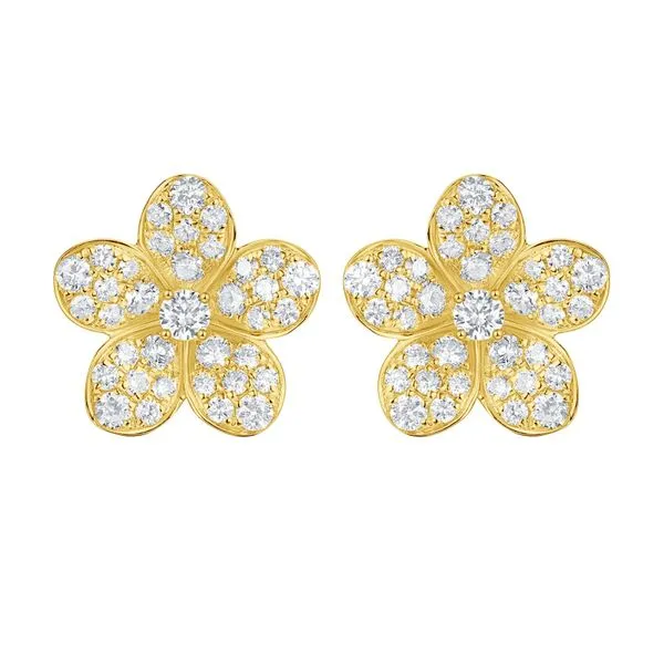 Diamond Pave Flower Stud Earrings Hingham Jewelers Hingham, MA