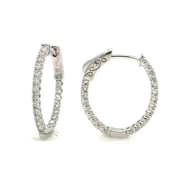 Diamond Oval Inside-Out Hoop Earrings Hingham Jewelers Hingham, MA