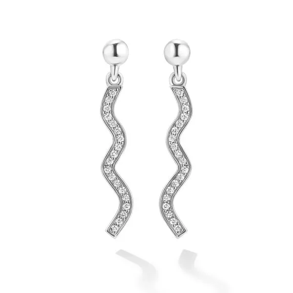 Caviar Spark Wave Diamond Drop Earrings Image 2 Hingham Jewelers Hingham, MA