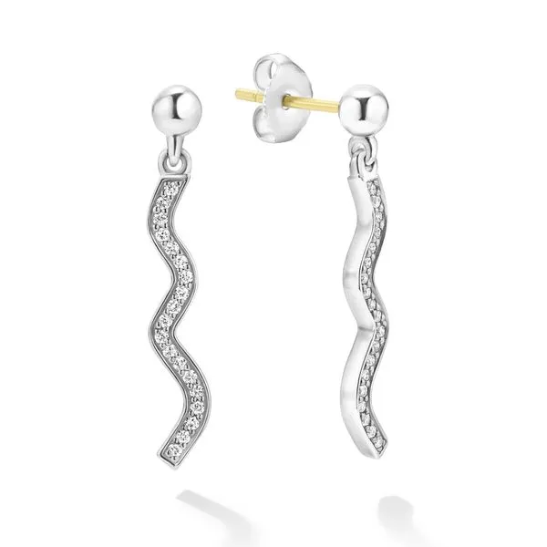 Caviar Spark Wave Diamond Drop Earrings Hingham Jewelers Hingham, MA