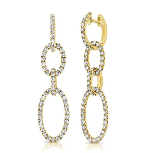 Diamond Oval Drop Dangle Earrings