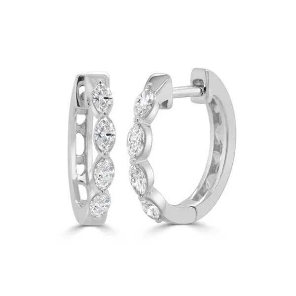 Marquise Diamond Huggie Hoop Earrings Hingham Jewelers Hingham, MA