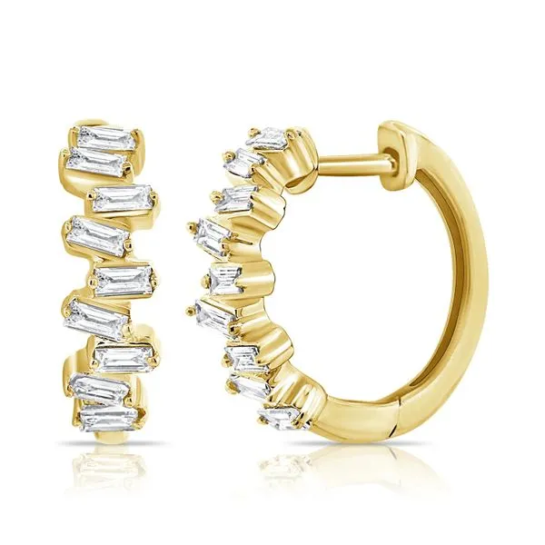 Baguette Diamond Huggie Hoop Earrings Hingham Jewelers Hingham, MA