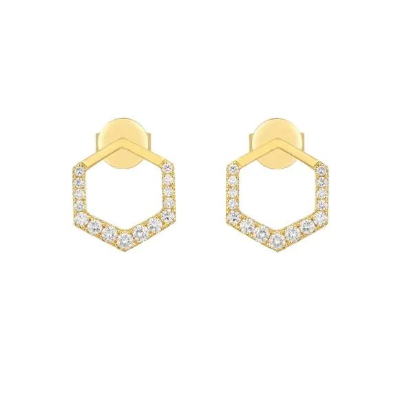 Diamond Hexagon Stud Earrings Hingham Jewelers Hingham, MA