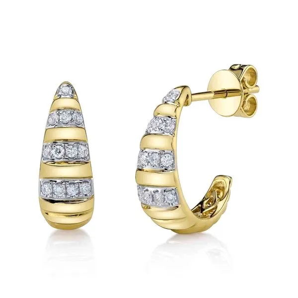 Tapered Diamond Accent Hoop Earrings Hingham Jewelers Hingham, MA