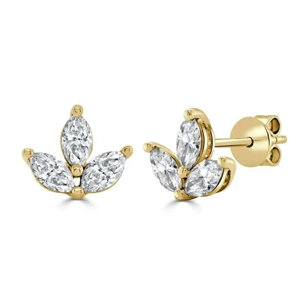Marquise Diamon Petal Stud Earrings