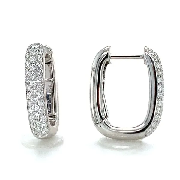 Diamond Pave Oval Hoop Earrings